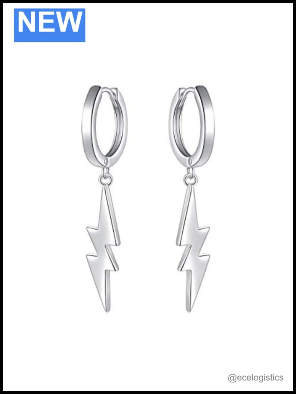 S925 Sterling Silver Lightning Bolt Dangle Drop Earrings